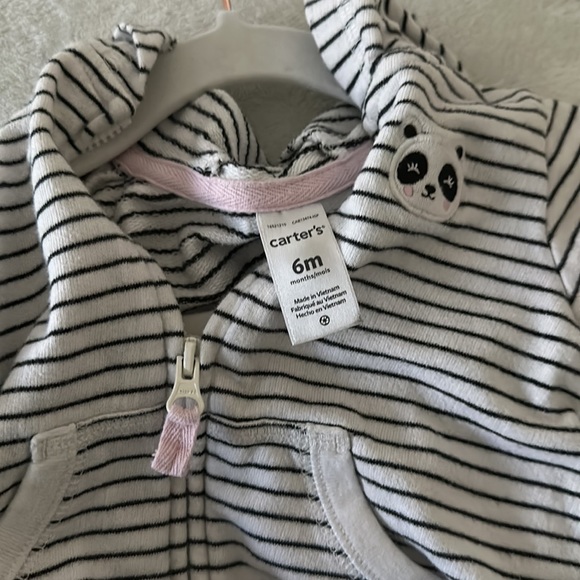 Carters Baby Girl Stripe Panda Hoodie | 6months - Picture 4 of 4